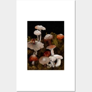 Mushroom forest floor watercolor Posters and Art